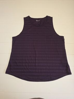 Zyia Active Plum/Purple Striped Tank Top Womens Plus Size XXXL